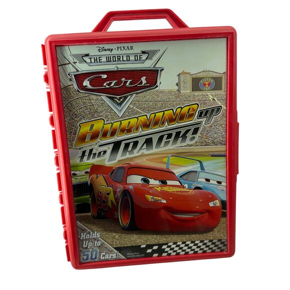 Disney Pixar The World of Cars Burning Up the Track!  50 Car Carrying Case - Picture 1 of 8